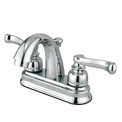 Kingston Brass Royale Two-Handle 3-Hole Deck Mount 4" Centerset Bathroom Faucet with Plastic Pop-Up