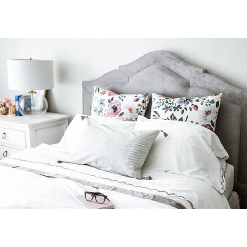 Sheila Upholstered Headboard, King, Grayfield Ash, Espresso