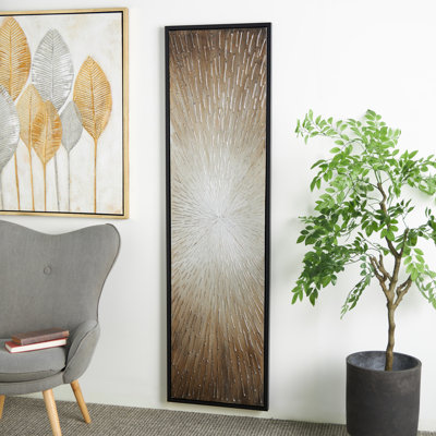 Canvas Radial Starburst Living Room Framed Wall Art with Black Frame