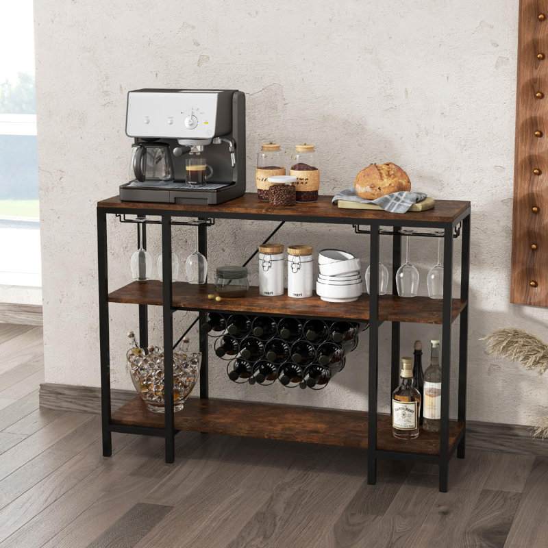 15 Bottle Standard Wine Bottle & Glass Rack, Brown