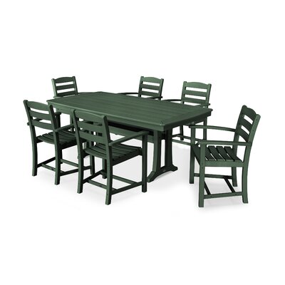 La Casa Café 7-Piece Arm Chair Dining Set with Trestle Legs -  POLYWOOD®, PWS297-1-GR