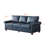 Navy Blue Faux Leather Sofa With Storage, Modern Round Arm Design