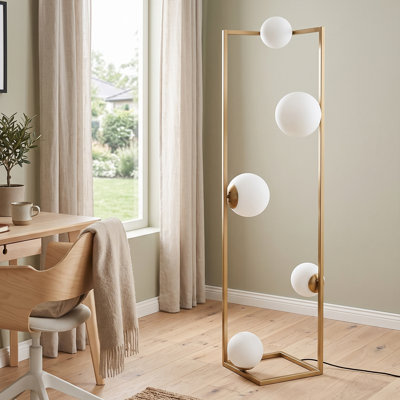 Five-Globe Sculptural Modern Floor Lamp