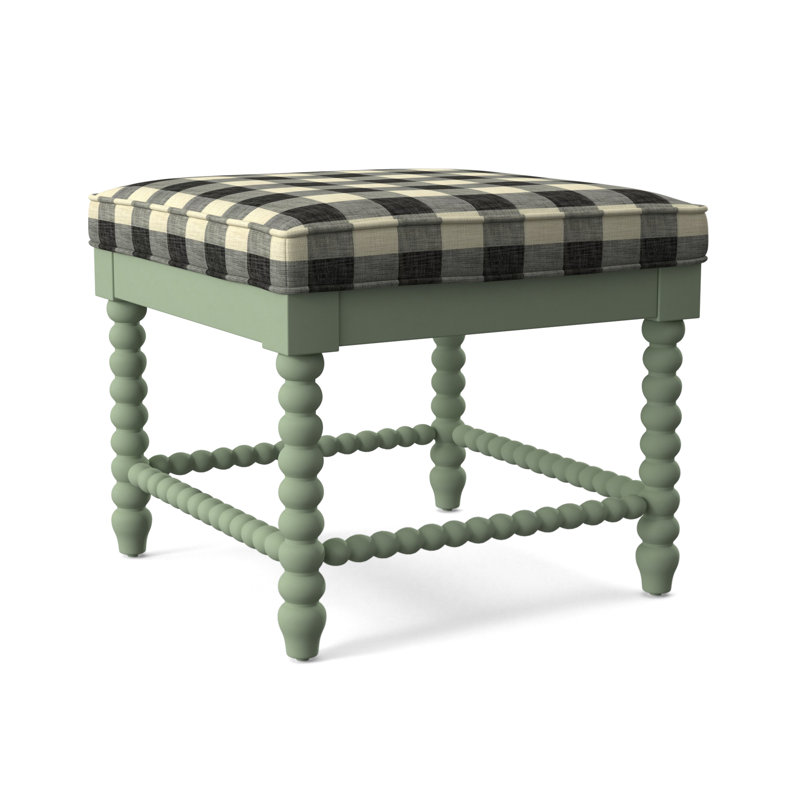 Banc en bois massif Louisa, Carreaux noirs Buffalo 0120-81, Finition céleri