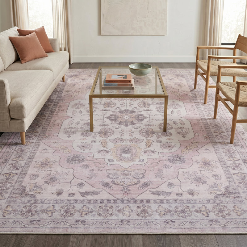 Tapis lavable rose Ketter 5 x 7, Rectangulaire 8 pi x 10 pi