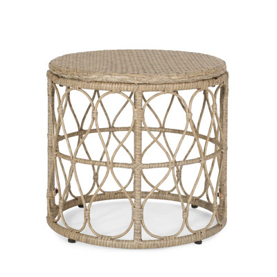 Compact Patio Tables, Rattan 19.75 Inch Boho Modern Accent For Home