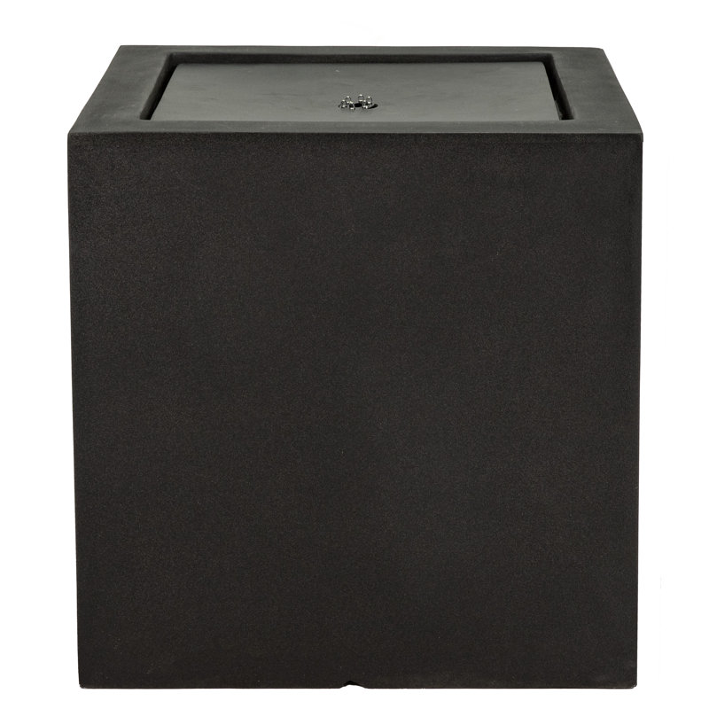 Square Polystone LED Outdoor Bubble Fountain - Black, Black, 17" H x 17" W x 17" D