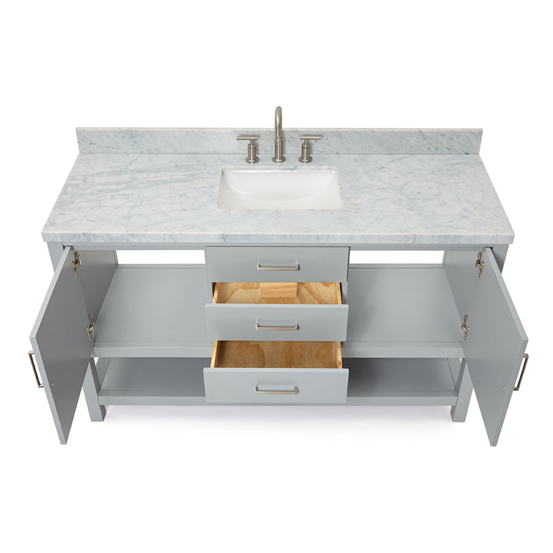 Abby Single Bathroom Vanity Set, Gray, 61"