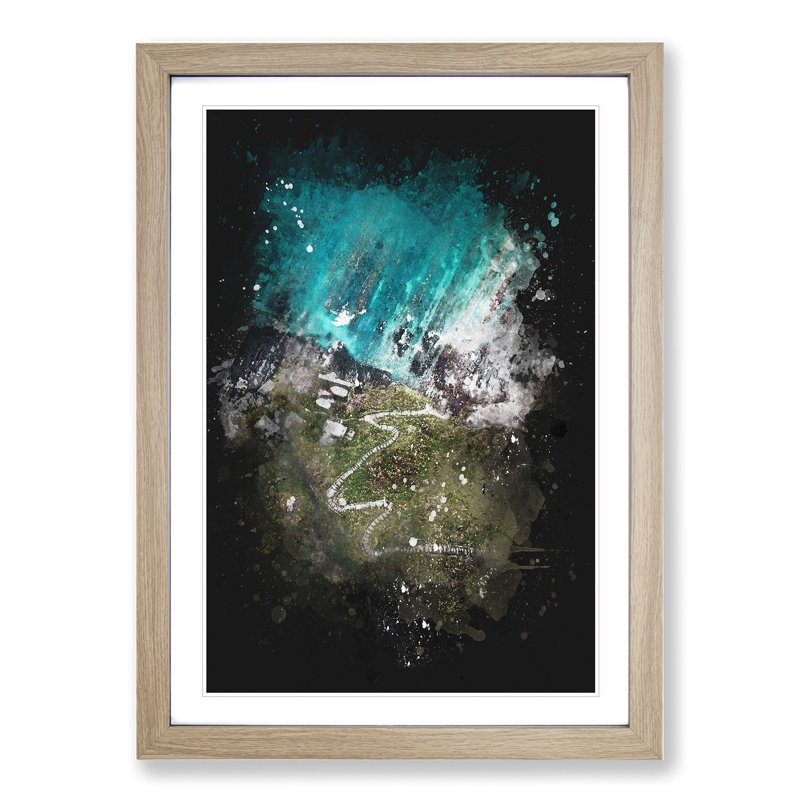 High Above Asturias in Spain - Picture Frame Graphic Art, 65cm H x 48cm W x 2cm D, Oak Framed