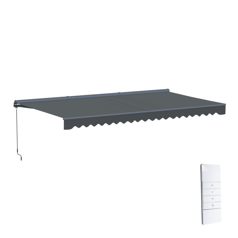 Auvent de patio semi-cassette avec lumières DEL - Collection Moroccan , l 16 pi x P 10 pi, Couleur unie, Gris anthracite