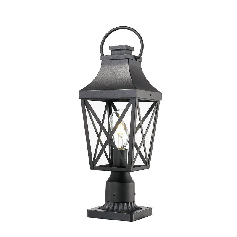 Outdoor Post Light,Lamp Post Light Fixture,Post Lantern With Pier Mount Base,Textured Black,Suitable For Gardens, Yards Or Entrances