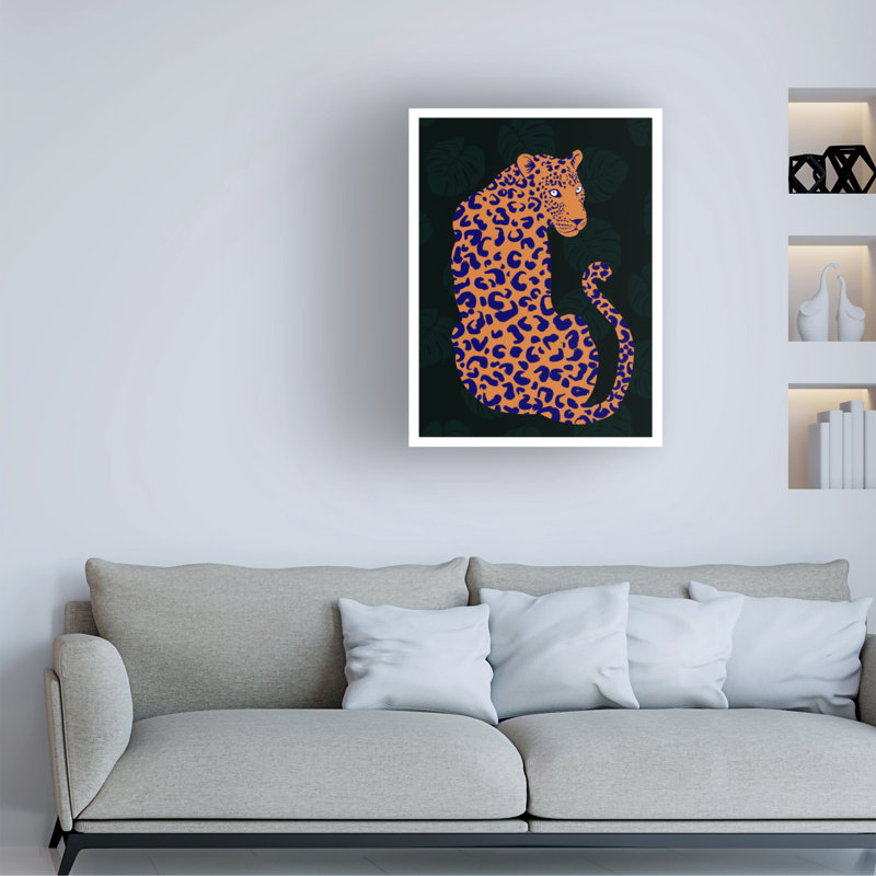 Bykammille léopard orange sur toile, H 24 po x l 18 po x P 2 po