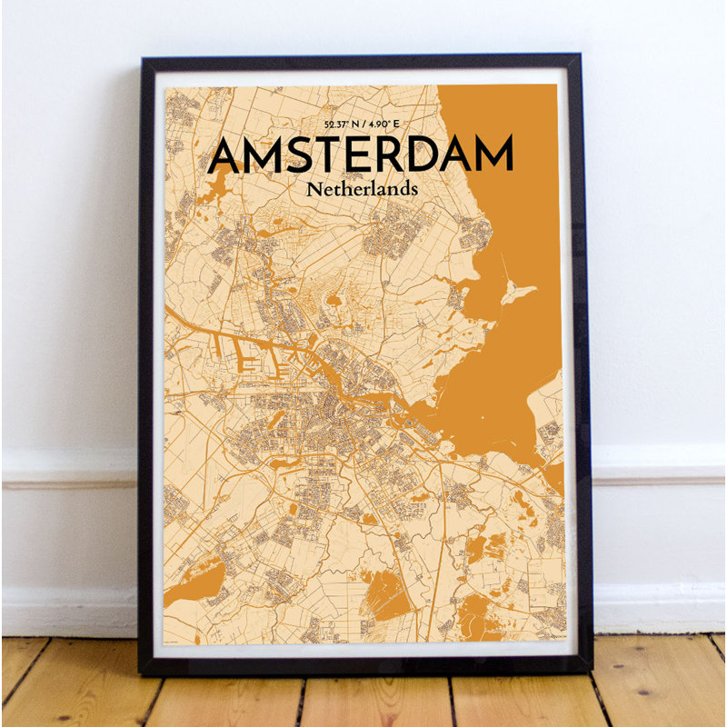 Amsterdam City Map - No Frame Print, 43.2cm H x 27.9cm W x 0.1cm D
