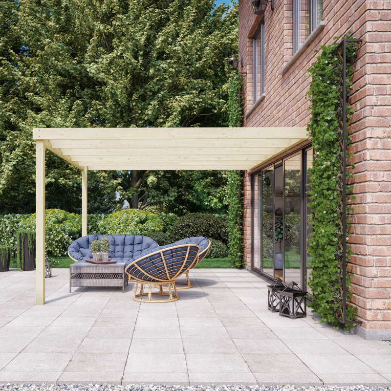 Baudi Solid Wood Pergola, Light Green, 10 ft x 10 ft