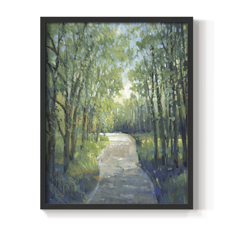 Golden Light Pathway I, reproduction encadrée - bois massif, Cadre simple noir, H 10 po x l 8 po
