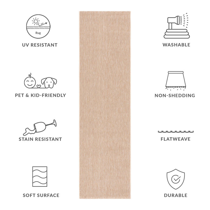 Zenn All-Weather Performance Solid Color Indoor/Outdoor Area Rug, Runner 2'2" x 8'
