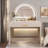 Lederman Makeup Vanity Table with Touch Screen Lighted Mirror, Dressing Table with A Drawer and Curved Edges