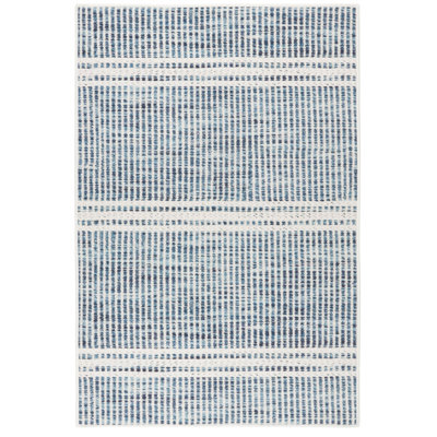 Malta Blue Machine Washable Striped Rug
