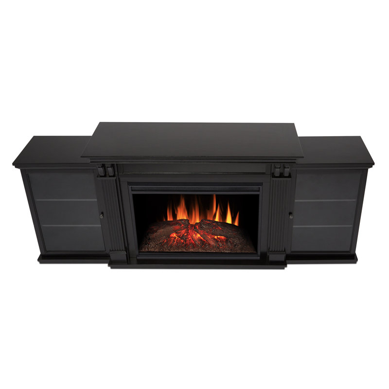 Tracey 84" Black Wood Electric Fireplace TV Stand