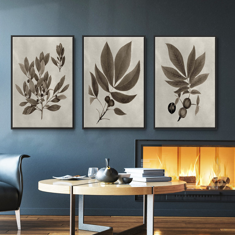 Arbor Speciment IV - ensemble de 3 reproductions de photos sur toile, H 27 po x l 54 po, Noir