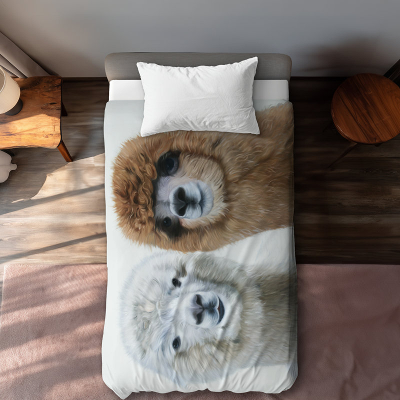Two Lamas Office Beige Duvet Cover | Stylish Home Decor