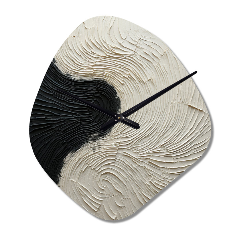 Minimalisme noir et blanc réunion de peinture - horloge murale en forme de nébuleuse crème - forme unique, Grand