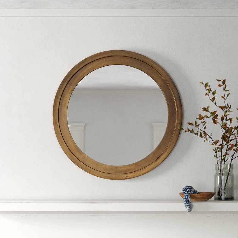 Canto Metal Wall Mirror, Oxidized Brass