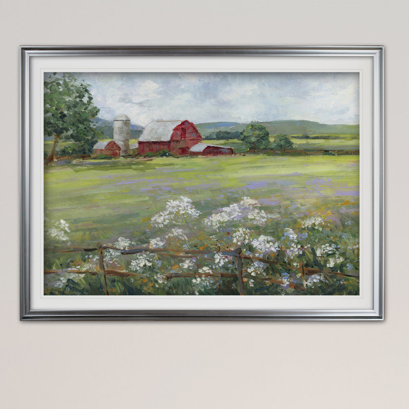 Demetrice " Summer At The Farm ", Silver Framed, 20" H x 24" W x 1.5" D
