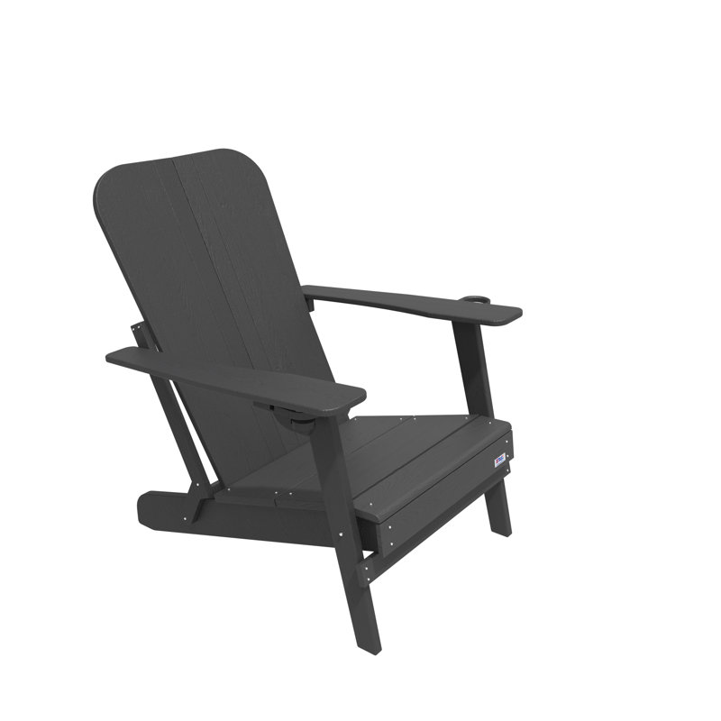 Breianna Foldable Outdoor Adirondack Chair, Black