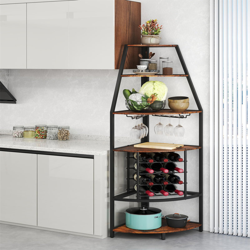 Open Shelving Wine Bottle Rack Brown