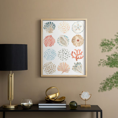 Motif océanique I, reproduction encadrée - bois massif