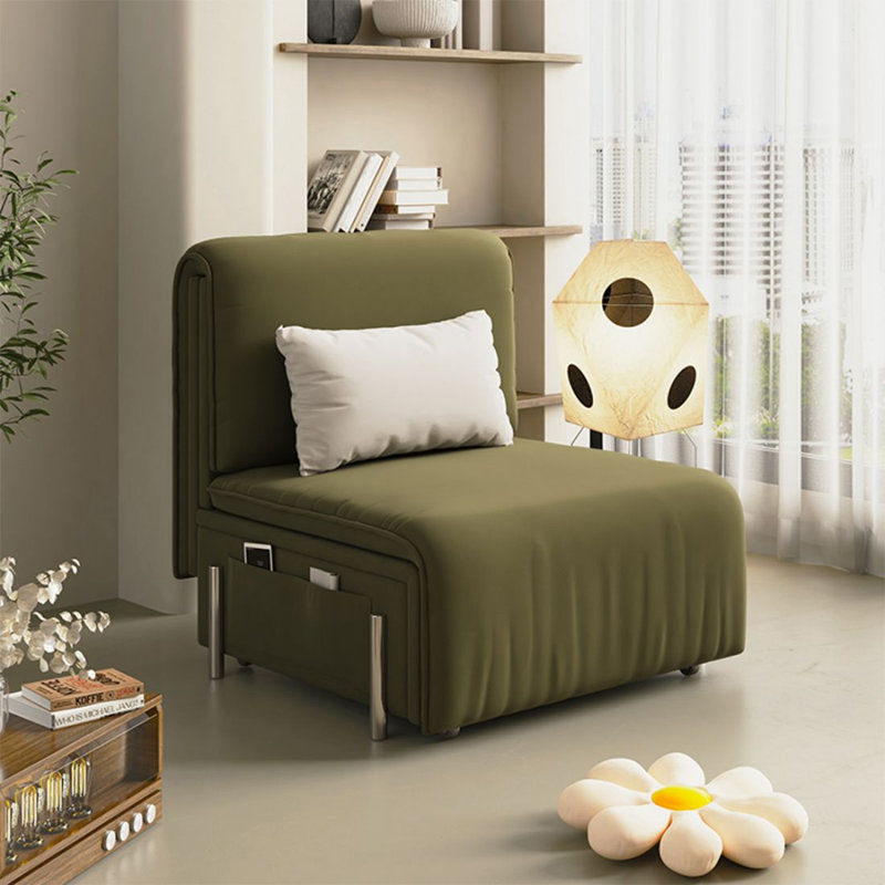 Canapé convertible pliable en lin vert mat, 31.5"W*39.37"D*35.43"H