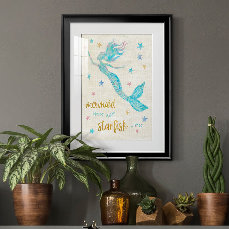 Mermaid Kisses - Peinture encadrée, Noir, H 22,5 po x l 30,5 po x P 1,5 po