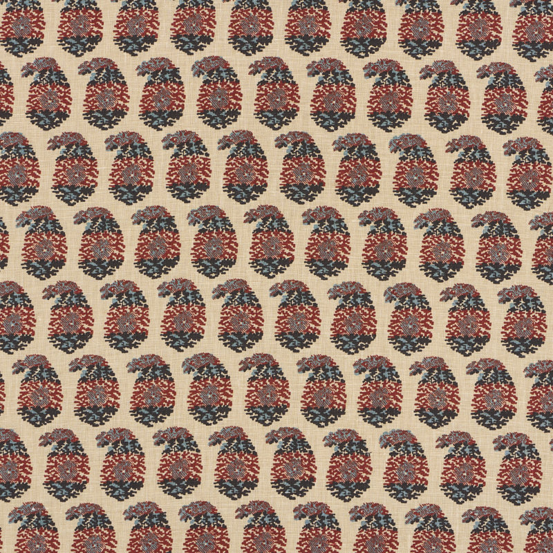 Schumacher X Rita Konig Terry Fabric, Red/Navy