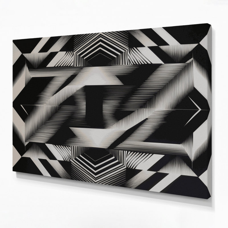 Op Art 4 Black Canvas Wall Art, 11" H x 14" W