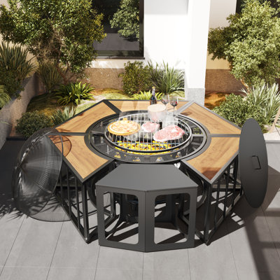 Safila Hexagon Steel Fire Pit Table