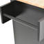 Îlot de cuisine mobile roulant avec plateau en bois massif et roulettes verrouillables, largeur de 52,7 po, armoire de rangement et barre de petit-déjeuner à abattants, support à épices, porte-serviettes et tiroir (noir)-1713924671