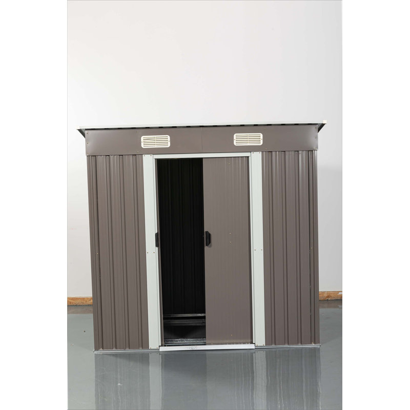 6Ft X 4Ft Outdoor Metal Storage Shed, Gray, 70.96" H x 72.53" W x 48" D