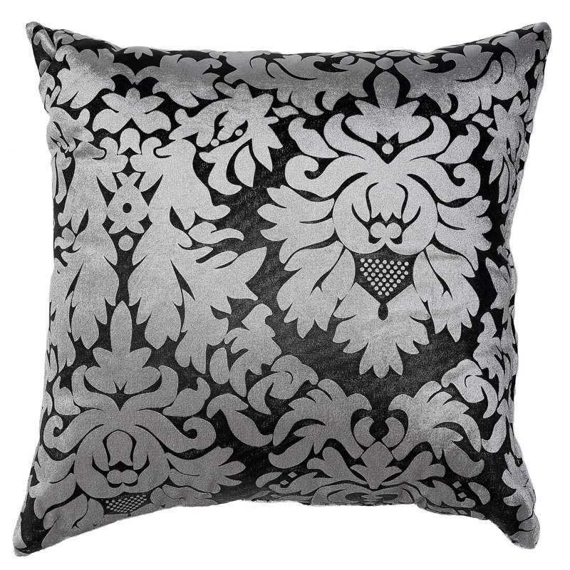 Silver Plush Velvet Square Throw Pillow with Zipper Closure
