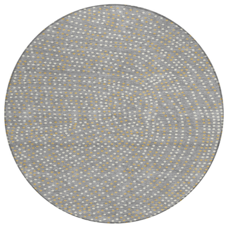 Tapis rond lavable à pois 8 po