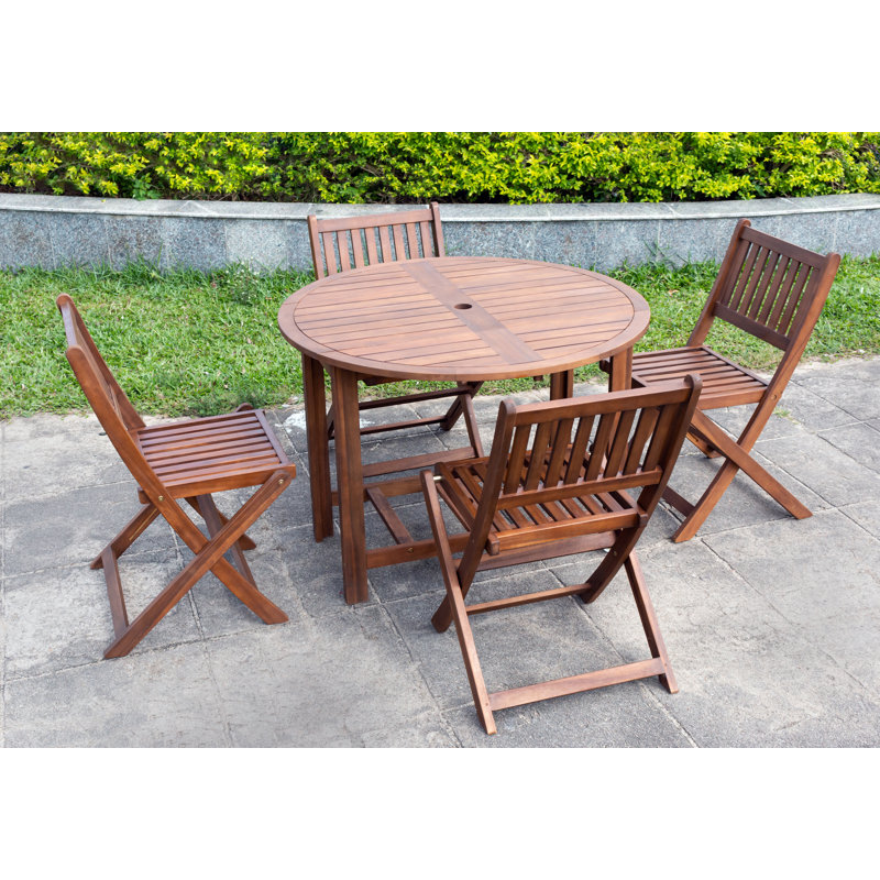 Ensemble de chaises pliantes en bois massif Goretti (ensemble de 4)