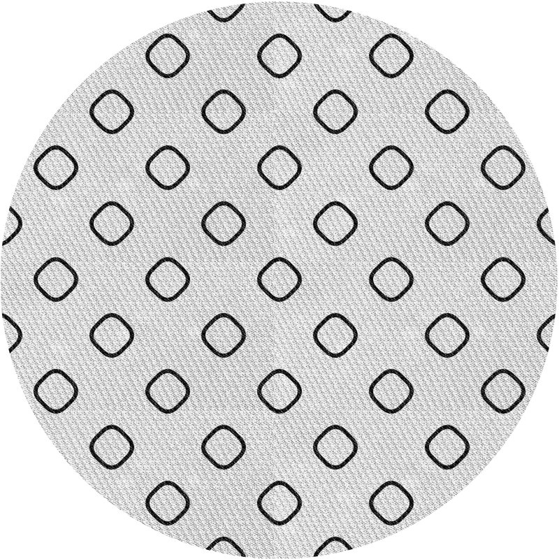 Tapis blanc/noir à motifs, Rond 7 pi