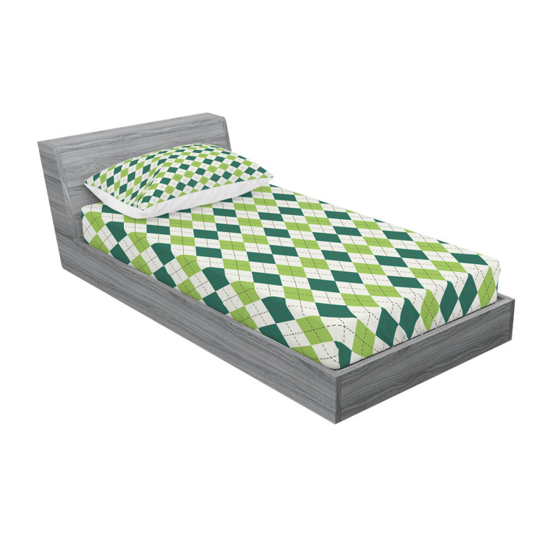 Ensemble de draps géométriques à ligne de diamant classique, Ensemble de draps pour lit simple avec drap-housse