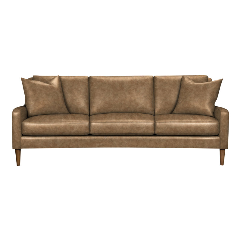 Josie 86.5" Genuine Leather Square Arm Sofa, Distinct Shroom Genuine Leather