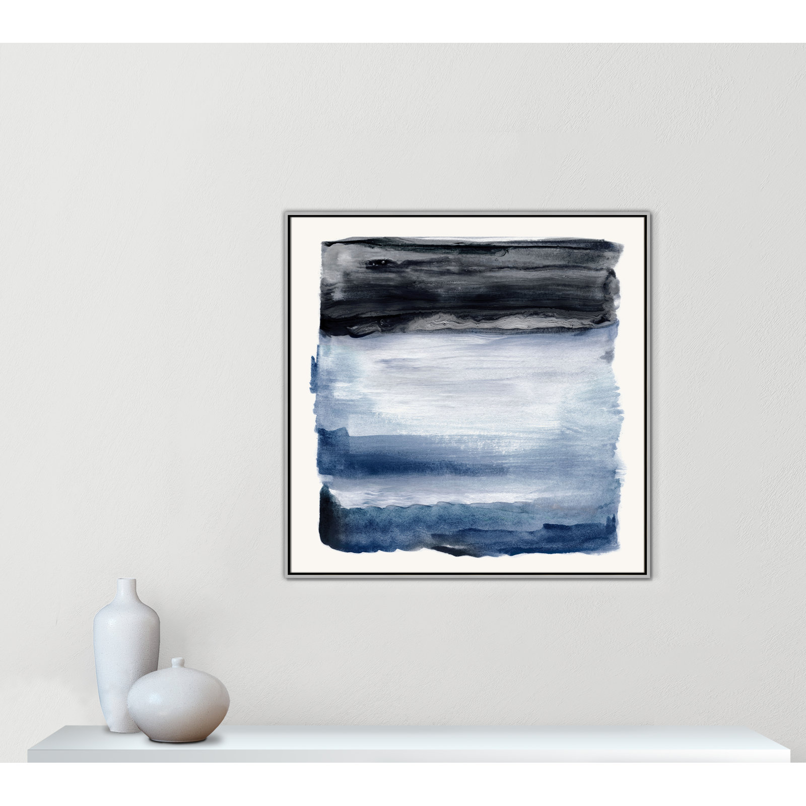 Navy Sky I Print by Nan, 41.5" H x 41.5" W, Silver