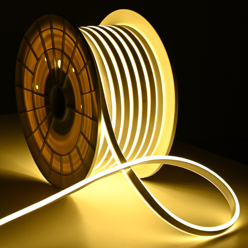 Lamuel DELight 100FT Warm White LED Strip Neon Rope Lights with Remote Comtrol Cuttable DIY Commercial Sign for Outdoor DEL-D100W