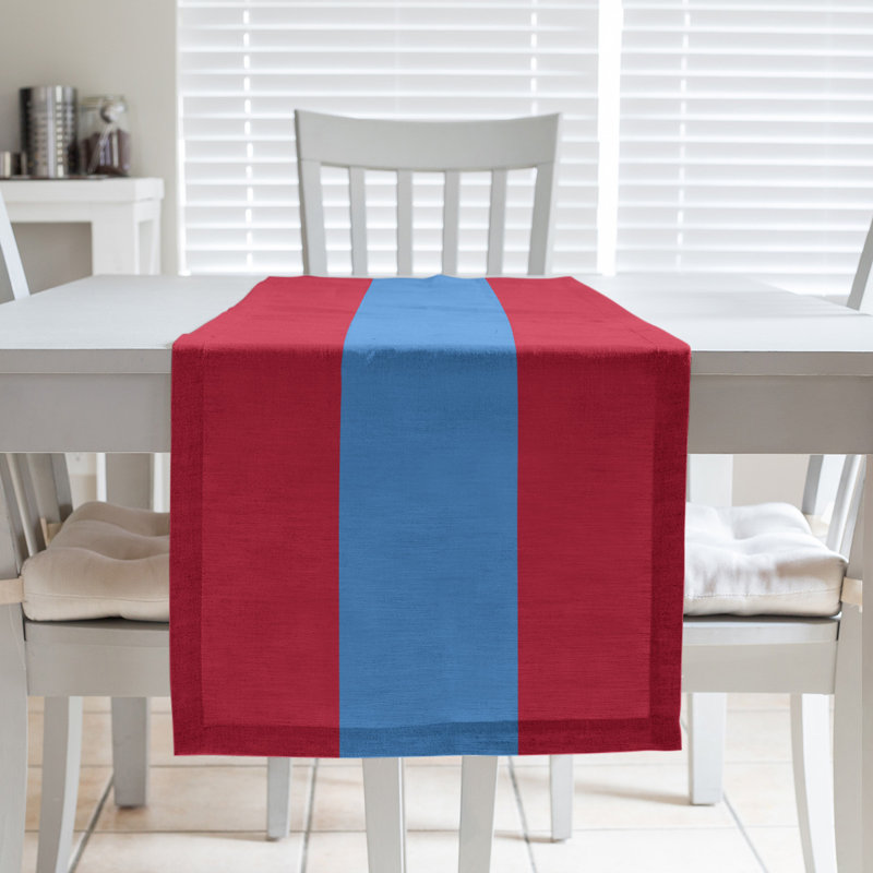 New Orleans Football Stripes Table Runner, 90" x 16", Polyester, Houston Throwback Football Rose Red/Blue