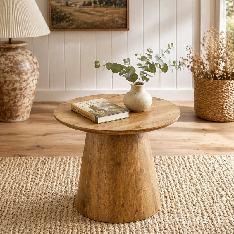 Table de bout, table d'appoint, petite table basse avec plateau rond