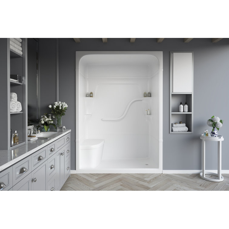Madison 60" W x 84.5" H Framed Rectangle Shower Stall with Seat and Base Included