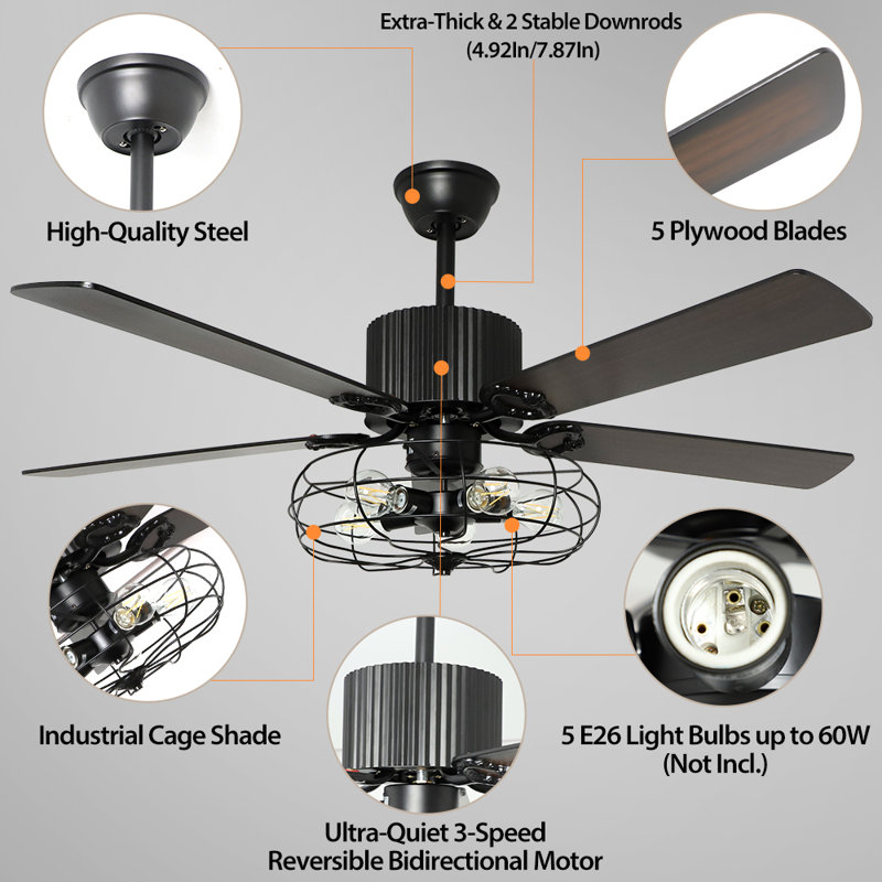 Elyis 52'' Ceiling Fan with Light Kit